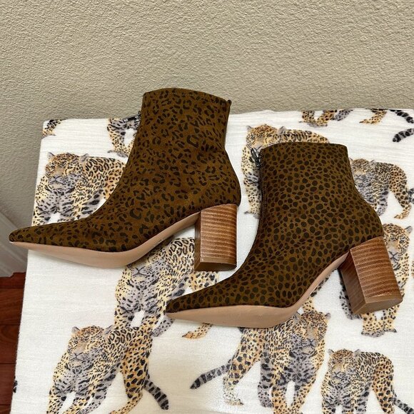 Coconuts By Matisse Clarissa Ankle Boots Size 7.5 Pointy Toe Faux Leopard Print - Picture 5 of 15